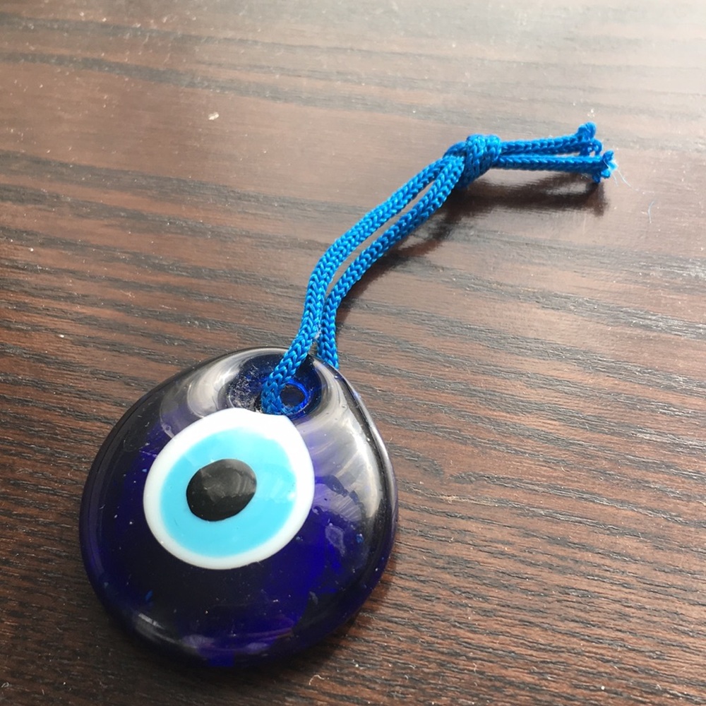 Blue glass evil eye 🧿 Turkish pendant head 1 1/2”